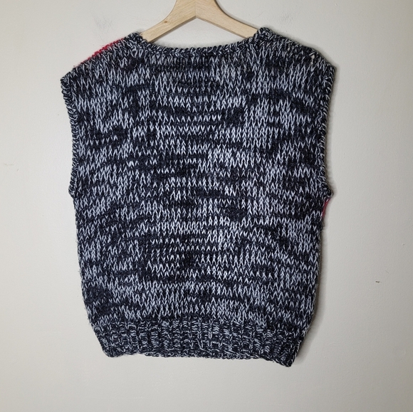 Vintage 80s Hand Knit Sweater Vest S Abstract New Wave Geometric Retro Korea - Picture 5 of 7